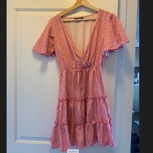 Cute & Ditsy Floral Pink Mini Dress 👗 🥰